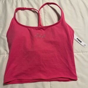 PINK Tank Top with Rhinestone Logo